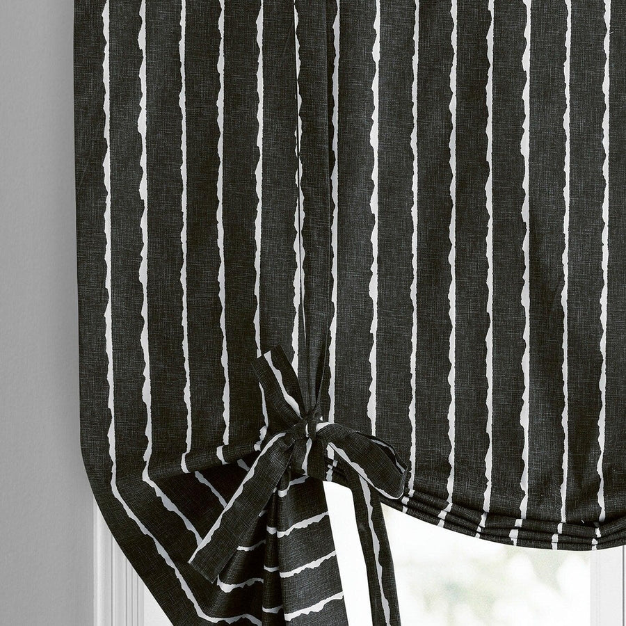 Sharkskin Black Solid Printed Cotton Tie-Up Window Shade