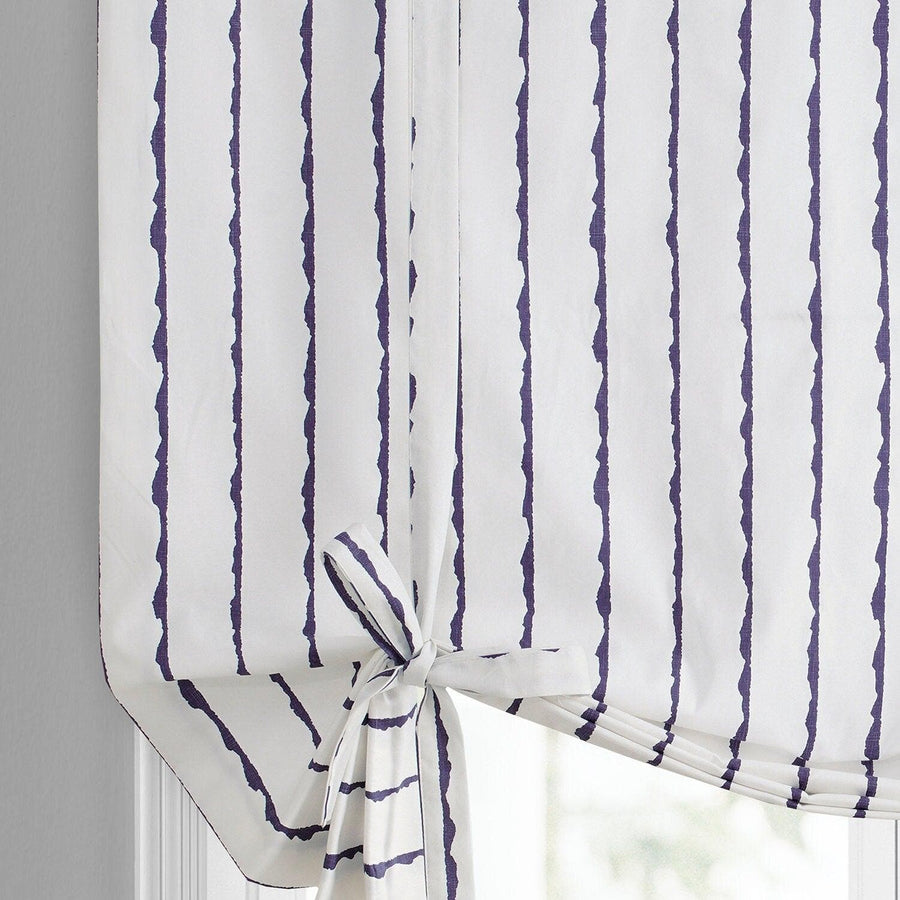 Sharkskin Blue Striped Printed Cotton Tie-Up Window Shade