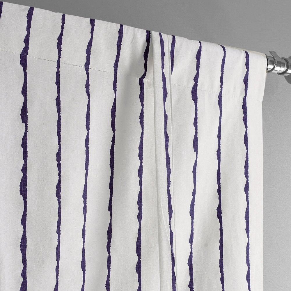 Sharkskin Blue Striped Printed Cotton Tie-Up Window Shade