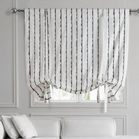 Sharkskin Black Striped Printed Cotton Tie-Up Window Shade
