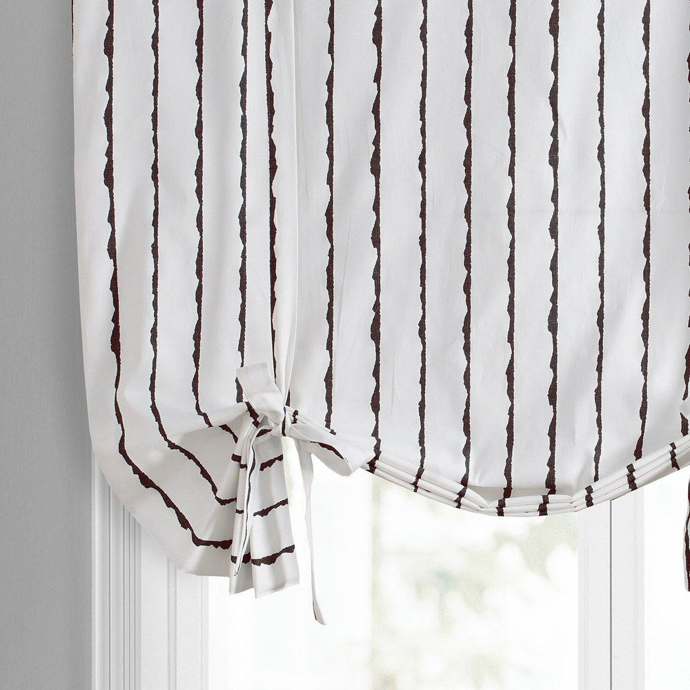 Sharkskin Black Striped Printed Cotton Tie-Up Window Shade