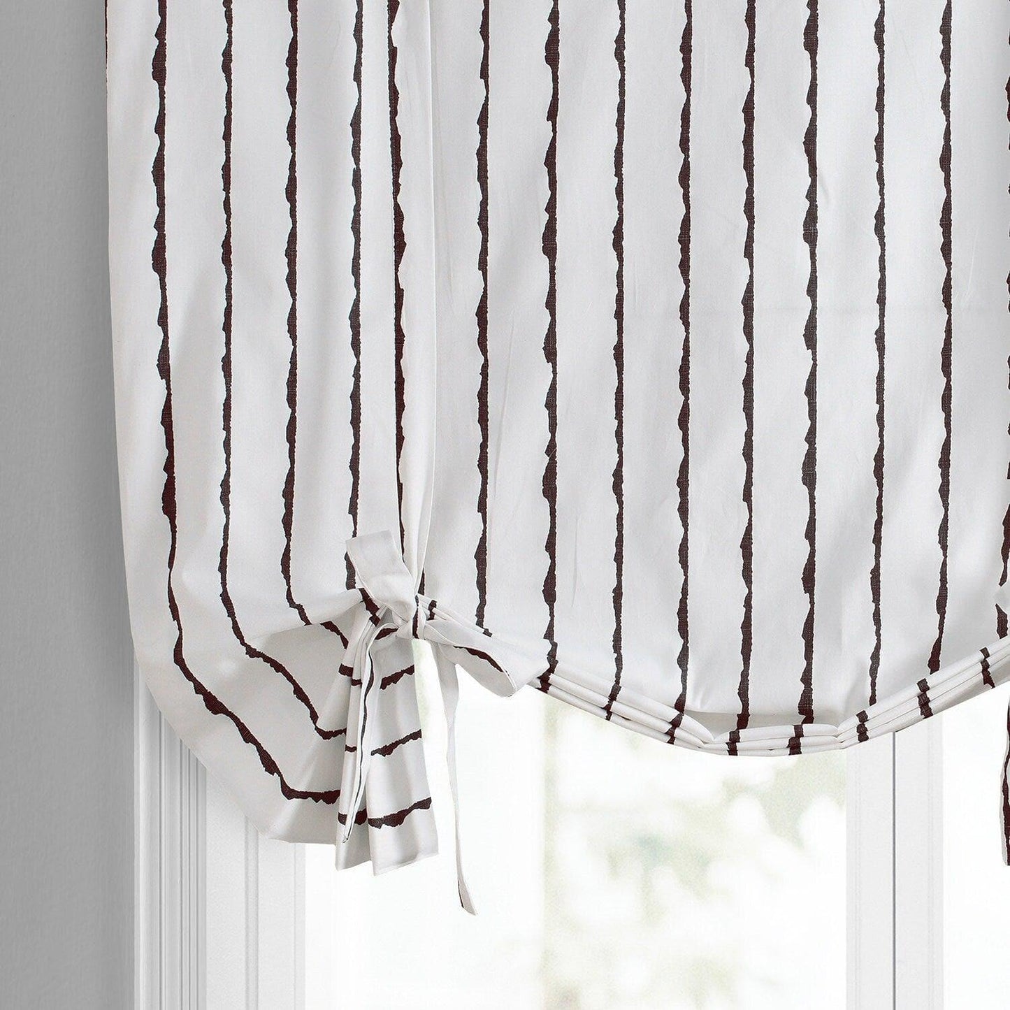 Sharkskin Black Striped Printed Cotton Tie-Up Window Shade