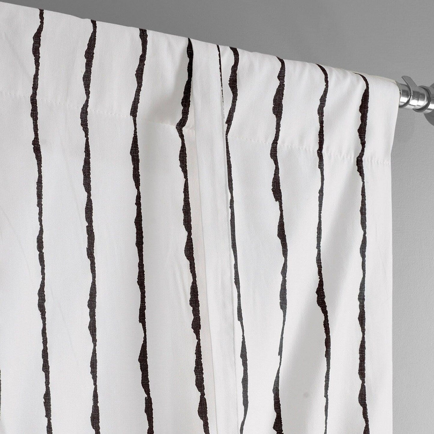 Sharkskin Black Striped Printed Cotton Tie-Up Window Shade