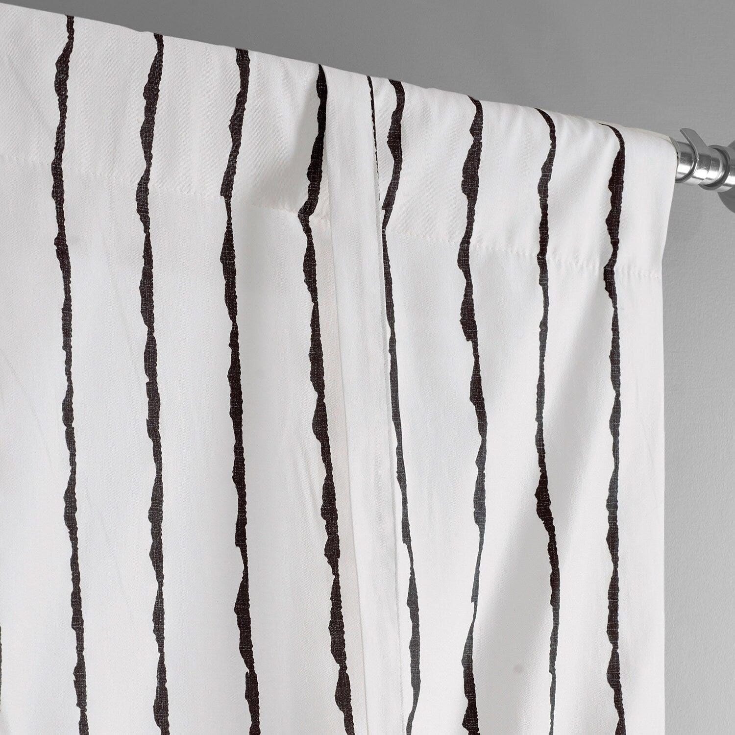 Sharkskin Black Striped Printed Cotton Tie-Up Window Shade