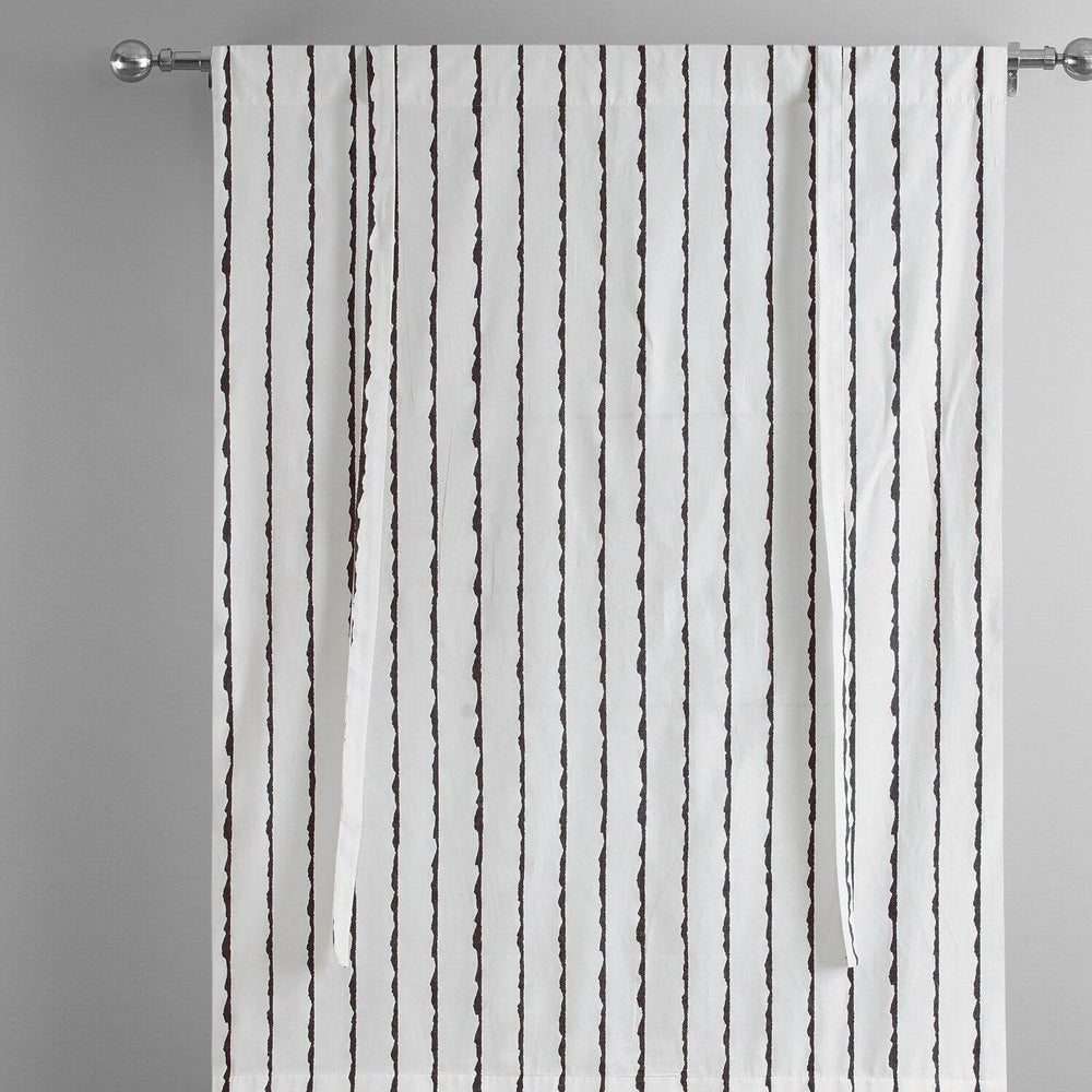Sharkskin Black Striped Printed Cotton Tie-Up Window Shade