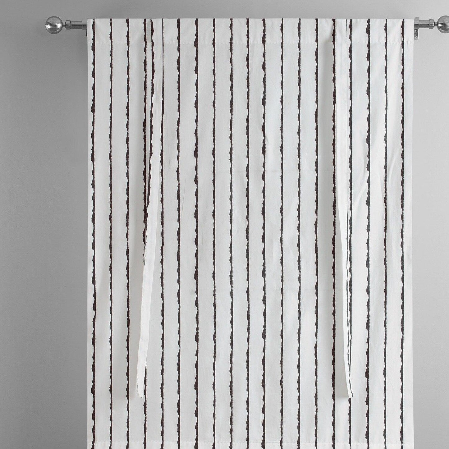 Sharkskin Black Striped Printed Cotton Tie-Up Window Shade