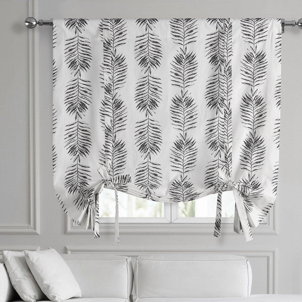 Sago Black Ink Printed Cotton Tie-Up Window Shade
