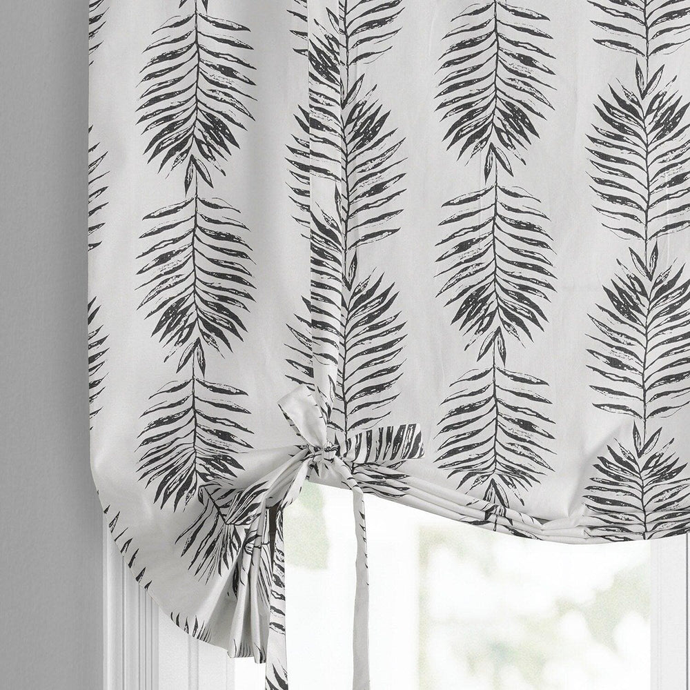 Sago Black Ink Printed Cotton Tie-Up Window Shade
