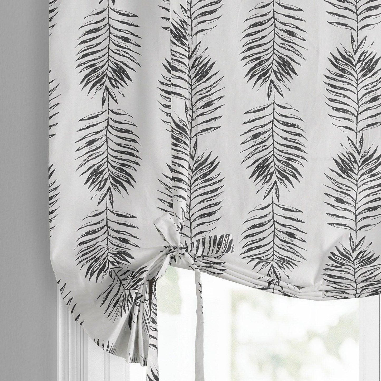 Sago Black Ink Printed Cotton Tie-Up Window Shade