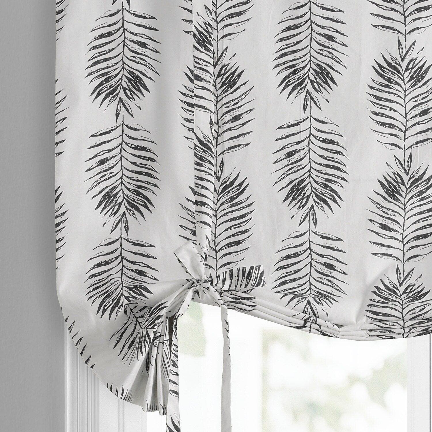 Sago Black Ink Printed Cotton Tie-Up Window Shade