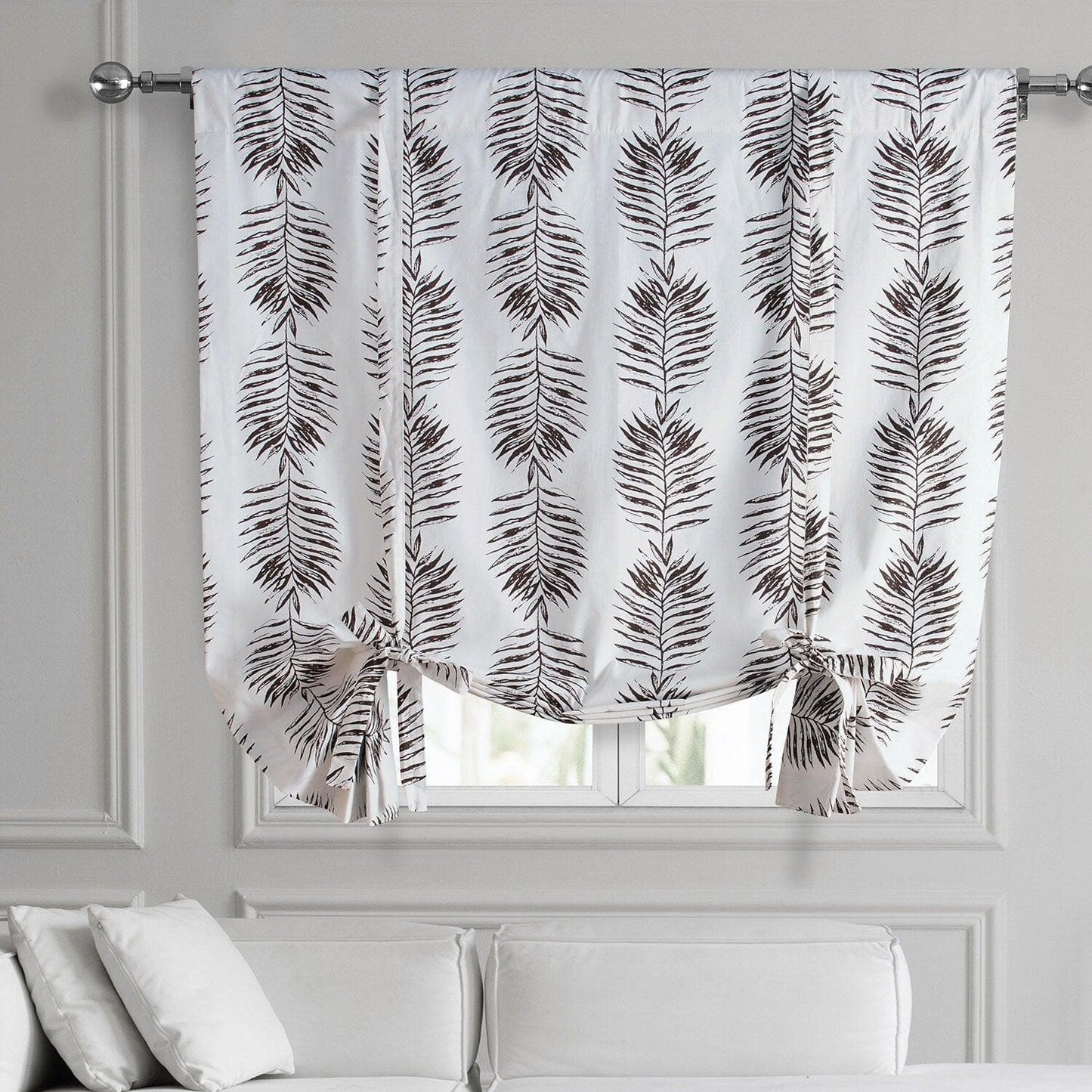Sago Nut Brown Printed Cotton Tie-Up Window Shade