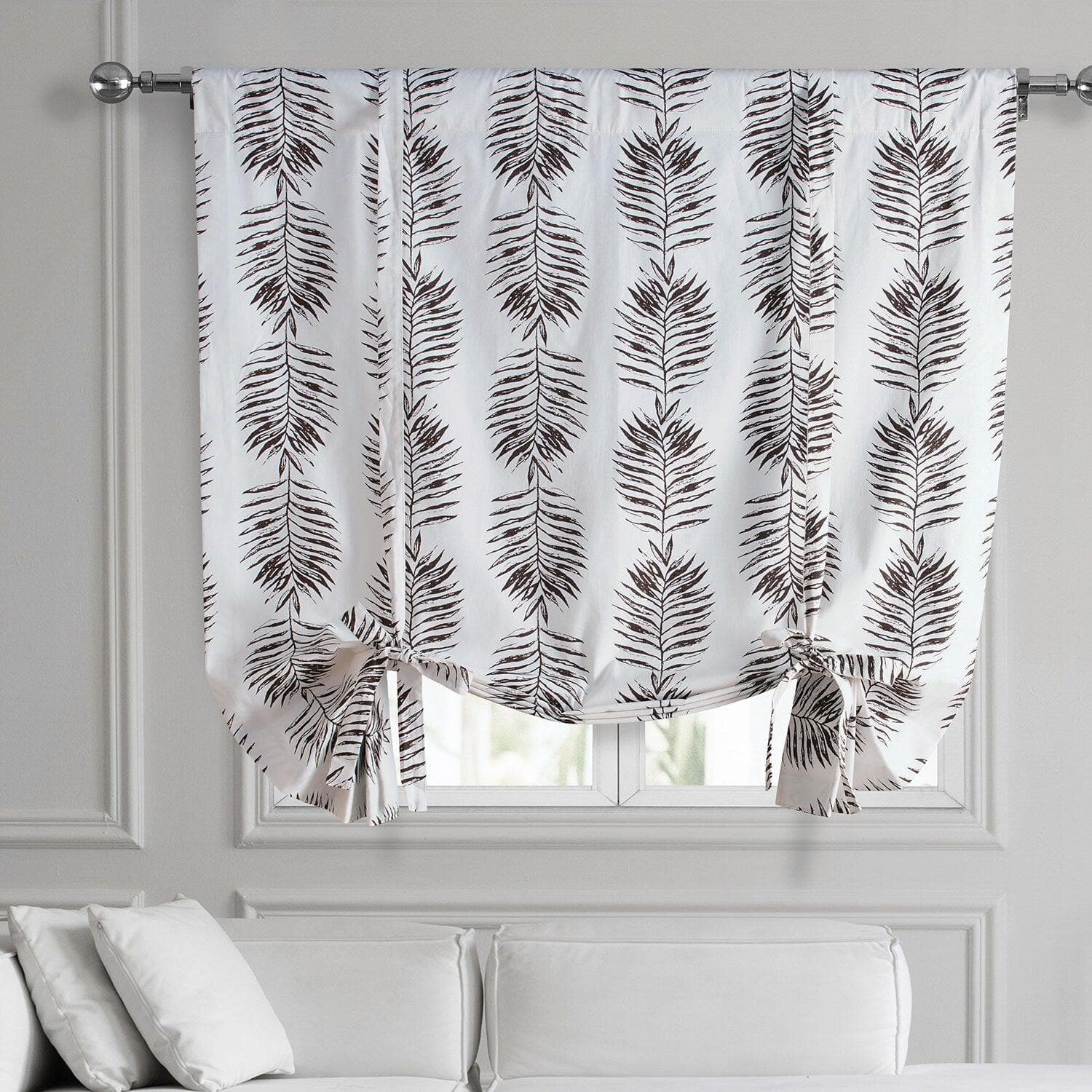 Sago Nut Brown Printed Cotton Tie-Up Window Shade