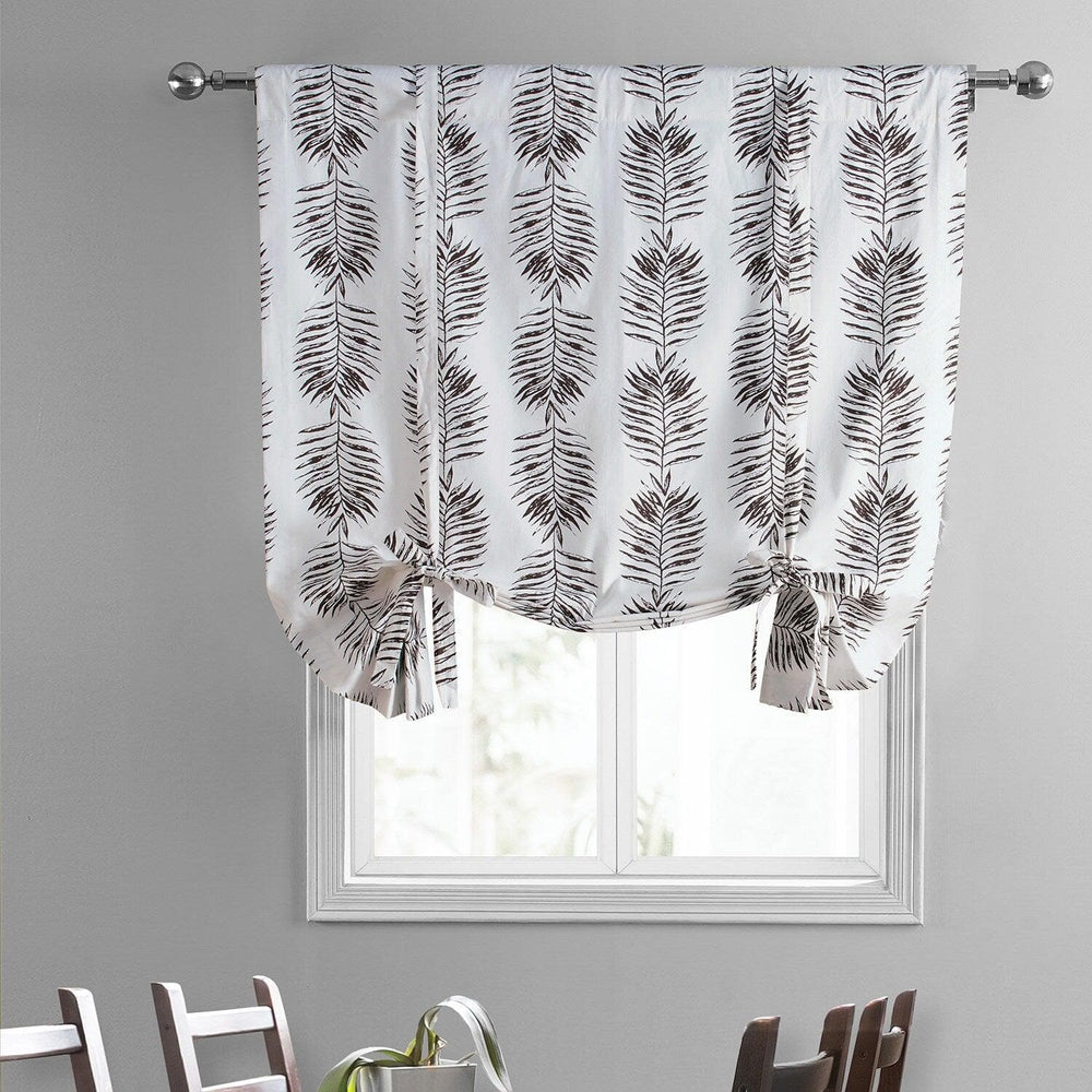 Sago Nut Brown Printed Cotton Tie-Up Window Shade