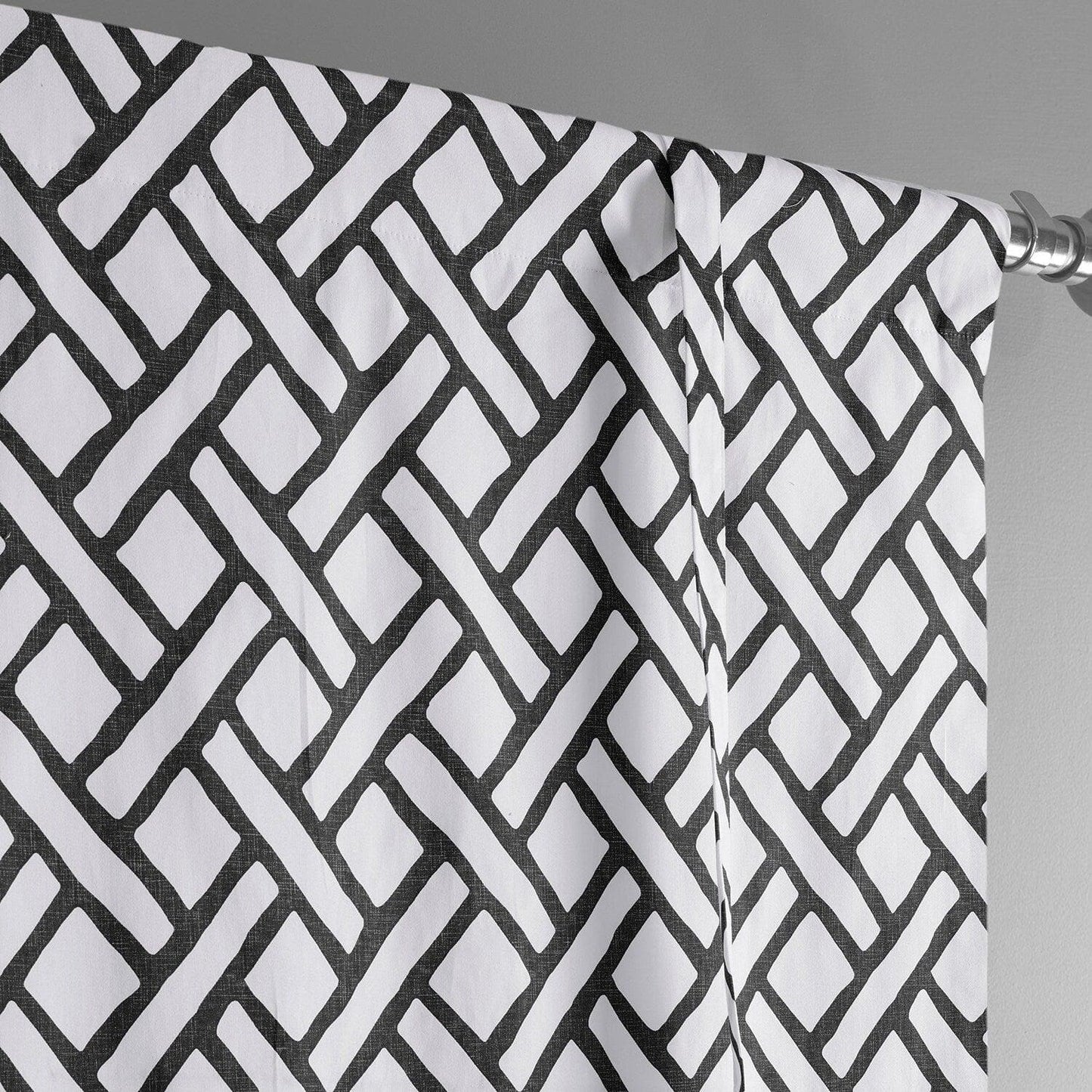 Garden Path Black Printed Cotton Tie-Up Window Shade