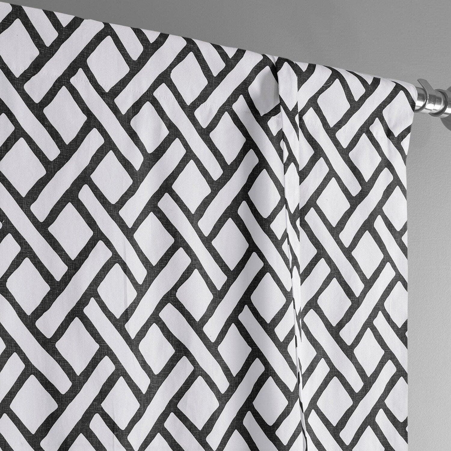 Garden Path Black Printed Cotton Tie-Up Window Shade