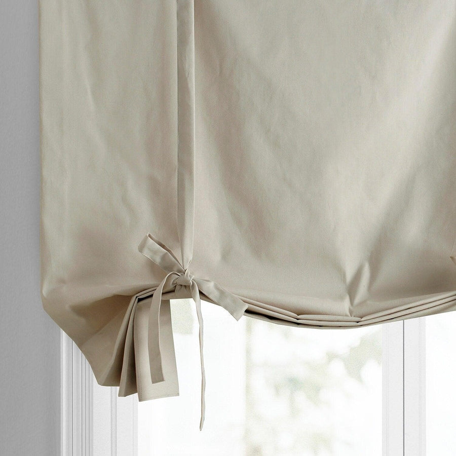 Hazelwood Beige Solid Cotton Tie-Up Window Shade