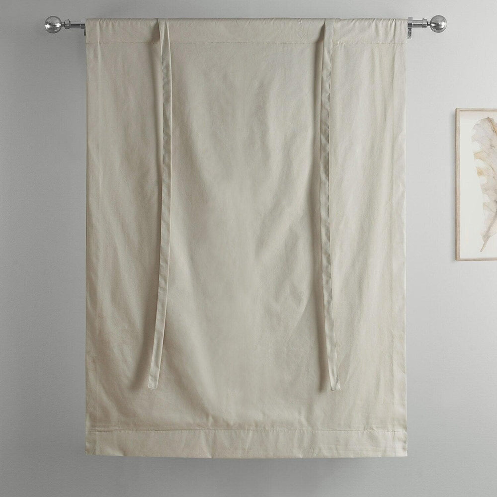 Hazelwood Beige Solid Cotton Tie-Up Window Shade
