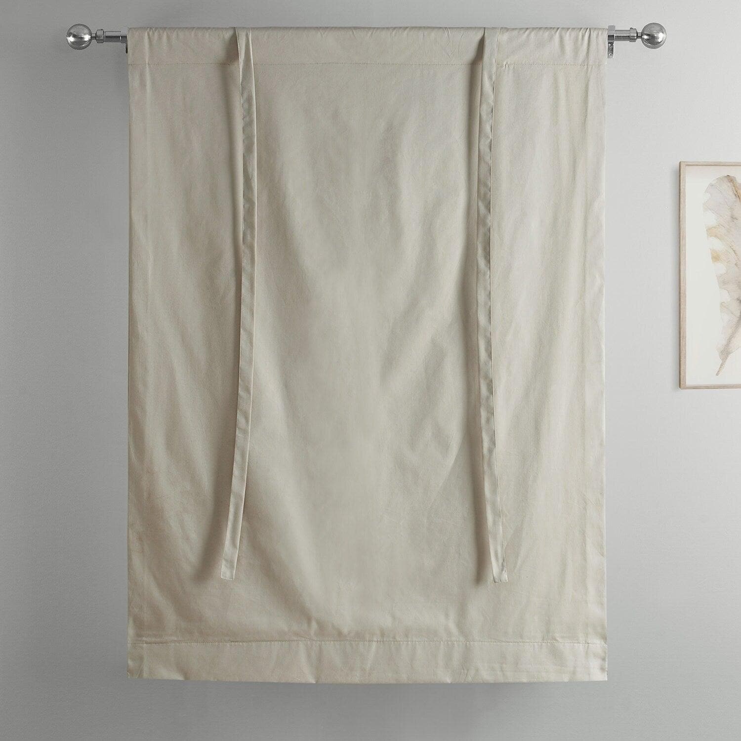 Hazelwood Beige Solid Cotton Tie-Up Window Shade