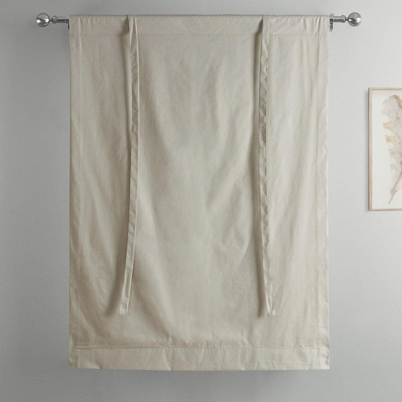 Hazelwood Beige Solid Cotton Tie-Up Window Shade