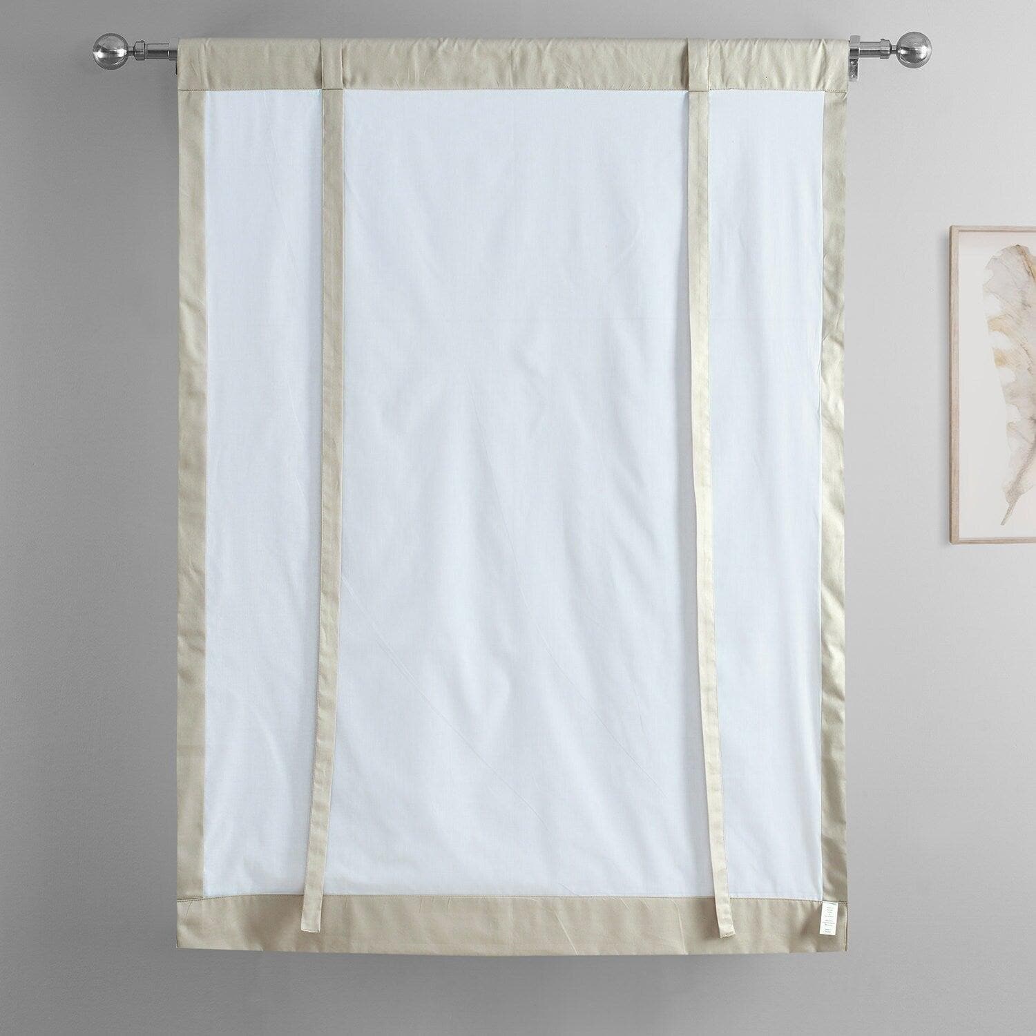 Hazelwood Beige Solid Cotton Tie-Up Window Shade