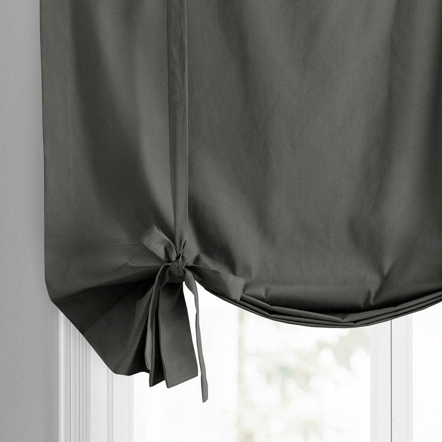 Millstone Grey Solid Cotton Tie-Up Window Shade