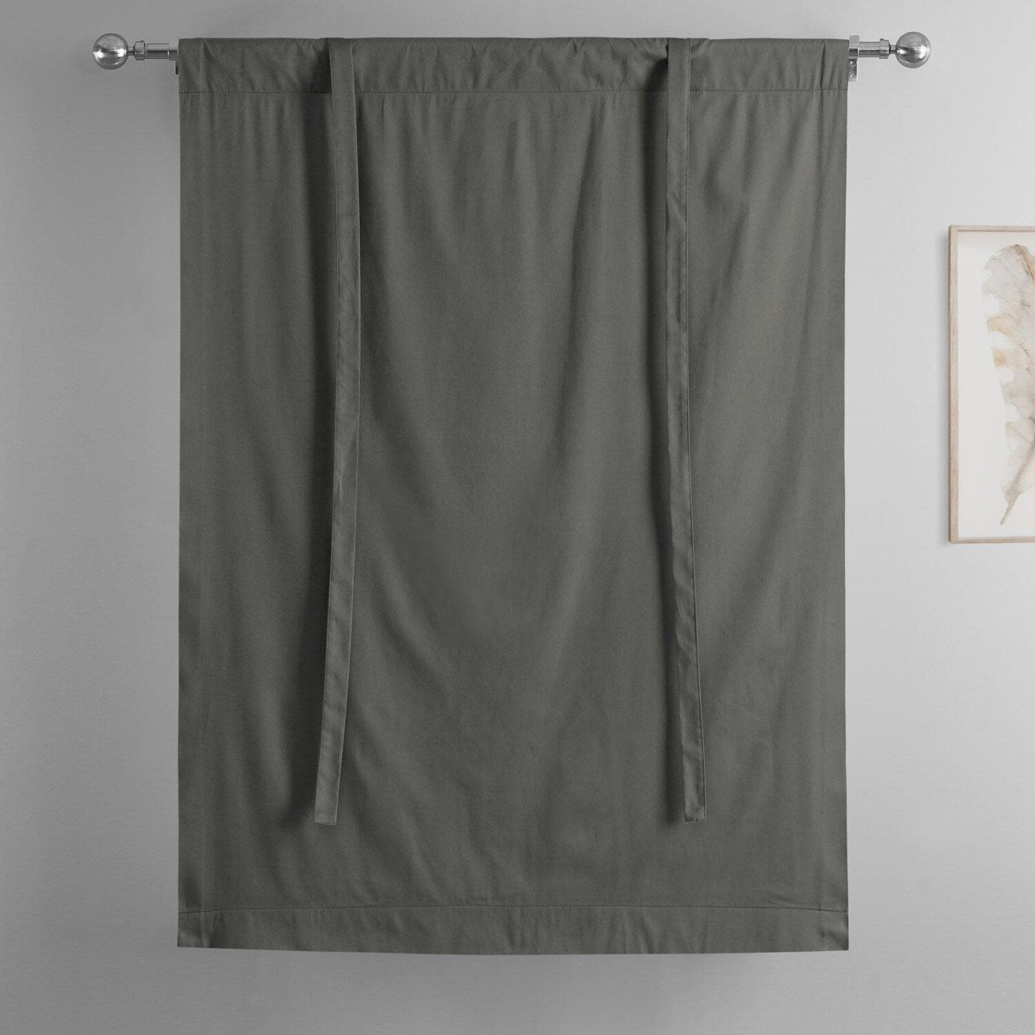 Millstone Grey Solid Cotton Tie-Up Window Shade