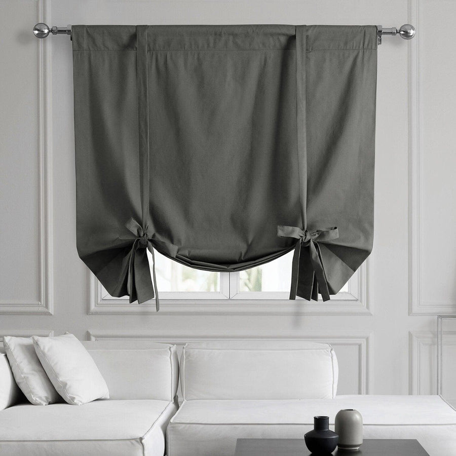 Millstone Grey Solid Cotton Tie-Up Window Shade
