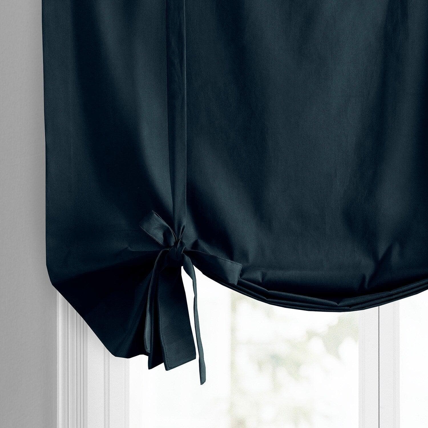 Polo Navy Solid Cotton Tie-Up Window Shade