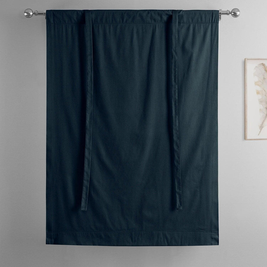 Polo Navy Solid Cotton Tie-Up Window Shade