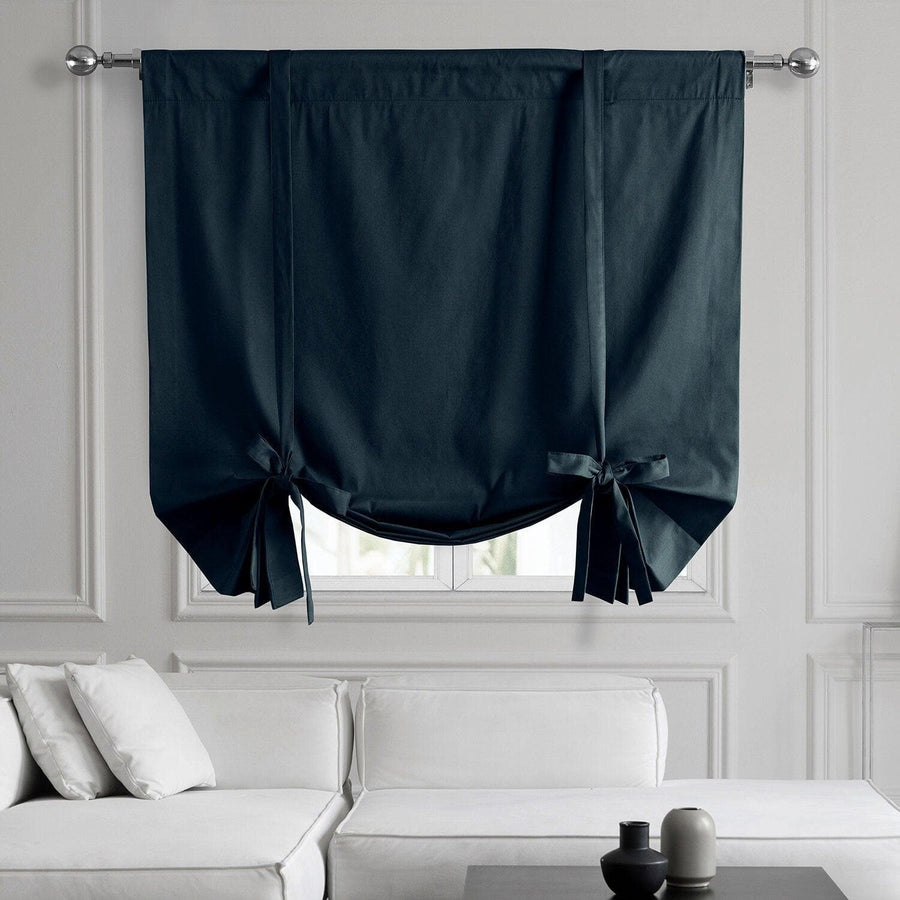 Polo Navy Solid Cotton Tie-Up Window Shade