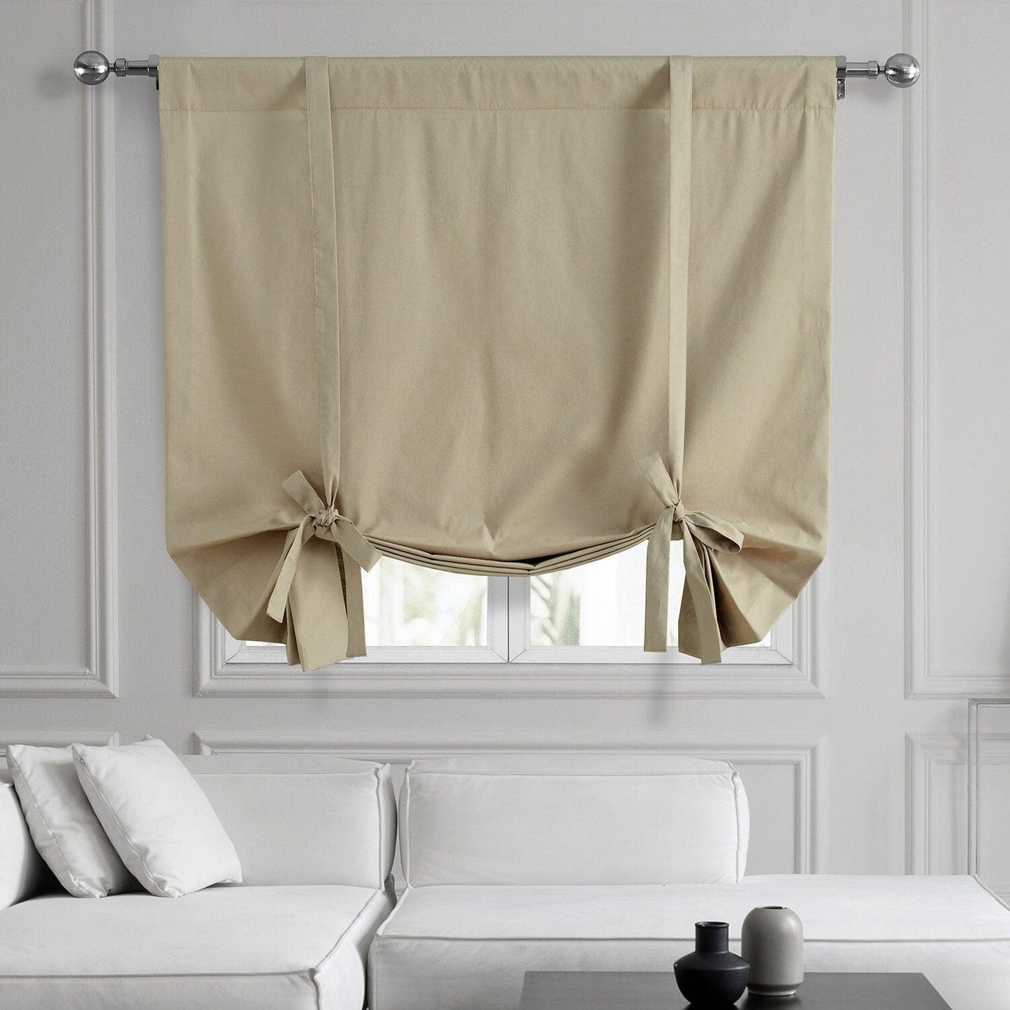 Sandstone Solid Cotton Tie-Up Window Shade