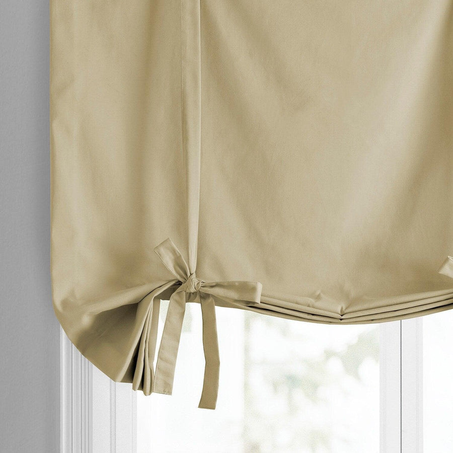 Shaker Beige Solid Cotton Tie-Up Window Shade
