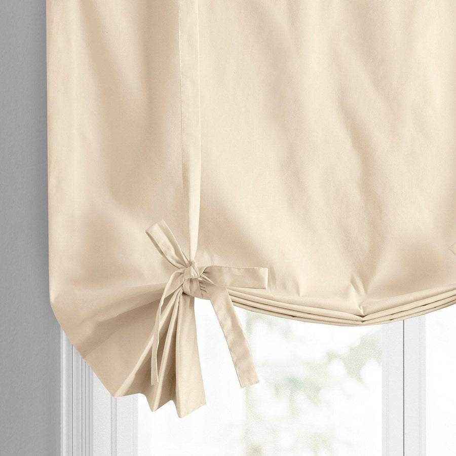 English Cream Solid Cotton Tie-Up Window Shade