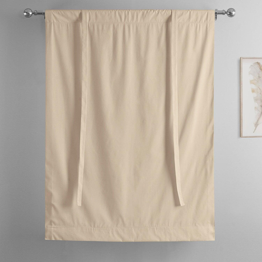 English Cream Solid Cotton Tie-Up Window Shade