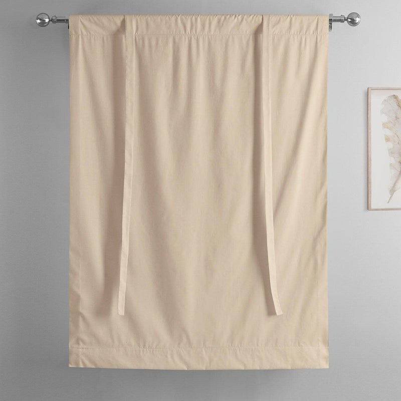 English Cream Solid Cotton Tie-Up Window Shade