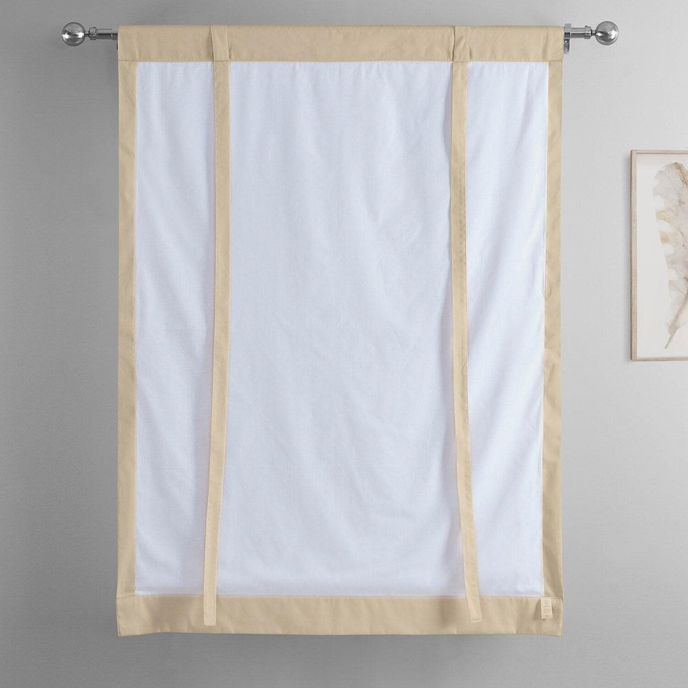 English Cream Solid Cotton Tie-Up Window Shade