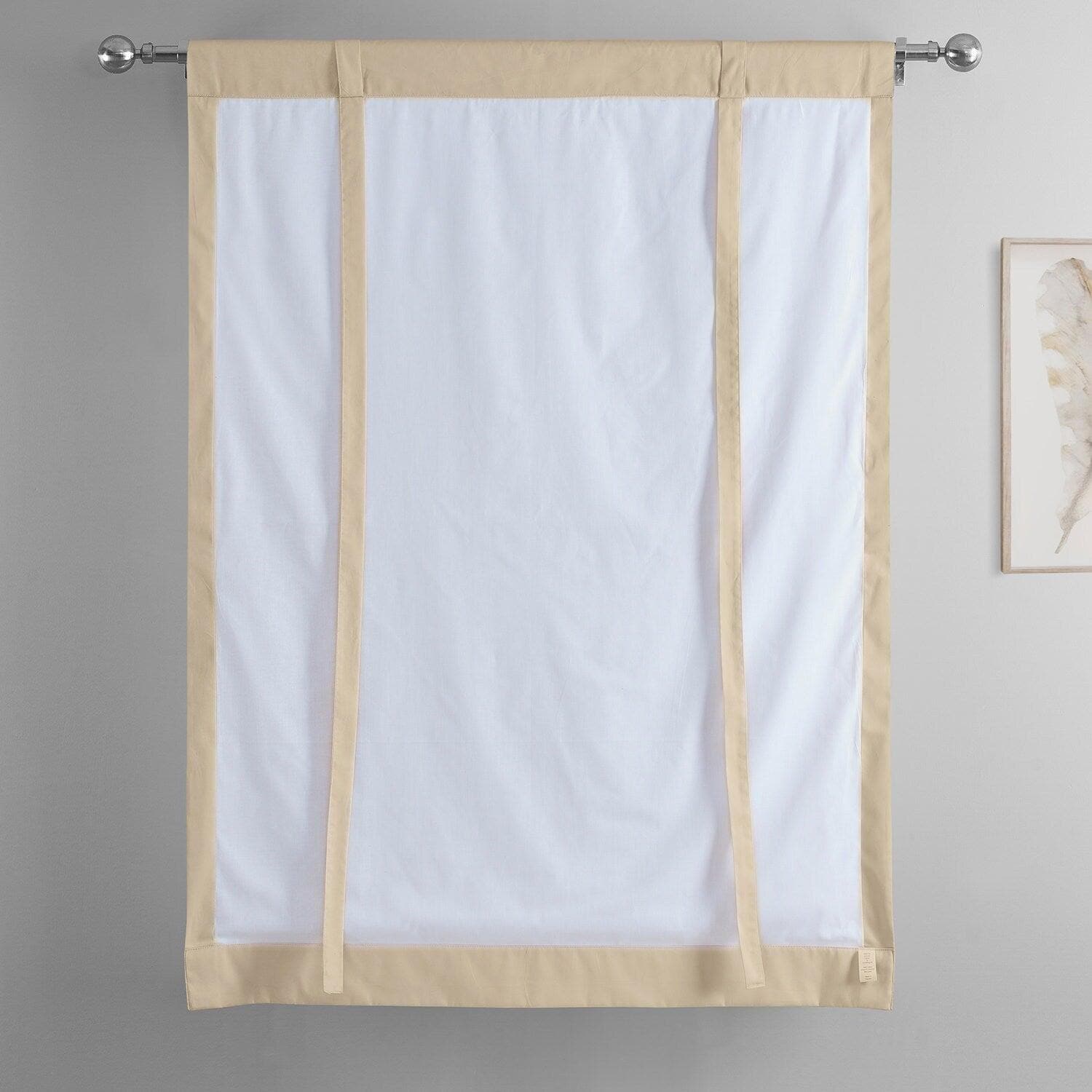 English Cream Solid Cotton Tie-Up Window Shade
