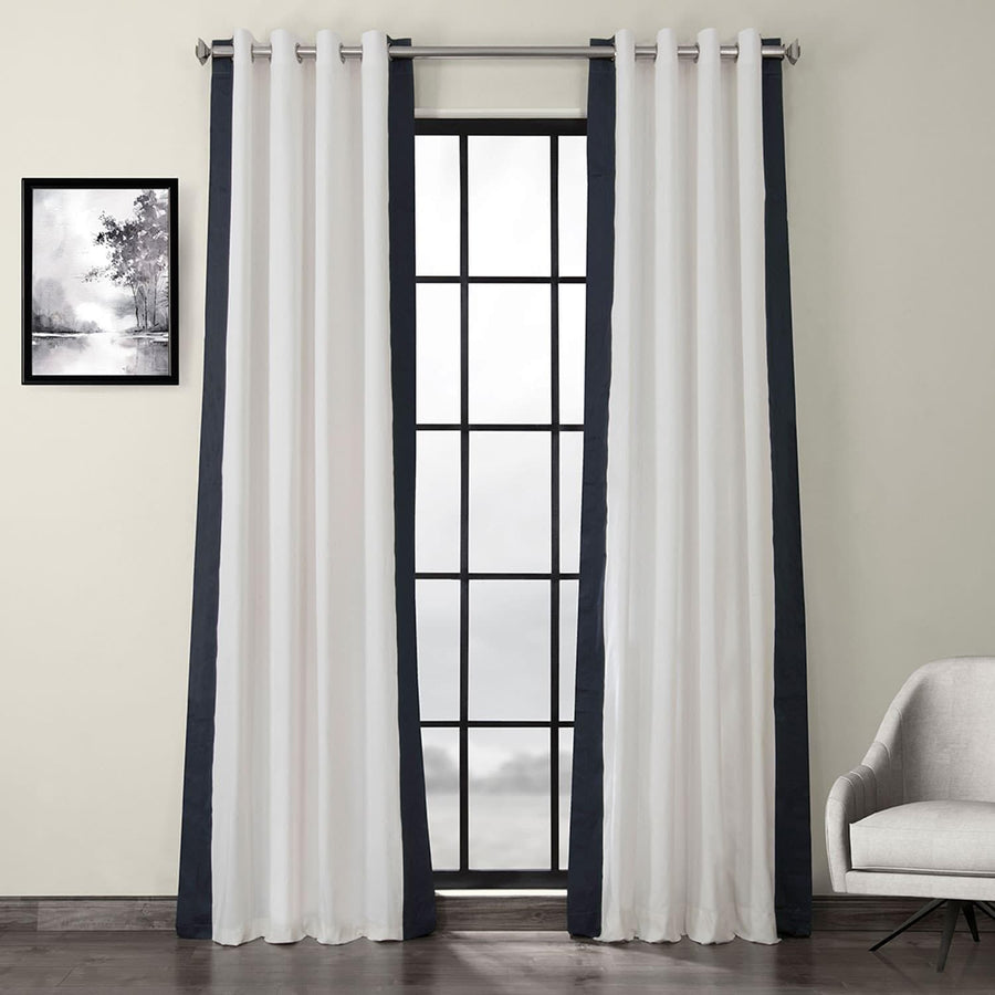 Fresh Popcorn & Polo Navy Grommet Vertical Printed Cotton Curtain