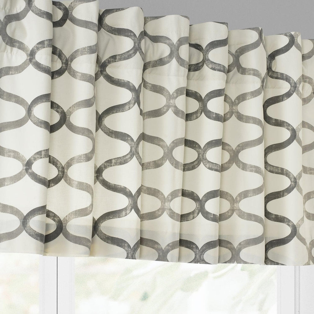 Illusions Silver Grey Printed Cotton Window Valance - HalfPriceDrapes.com