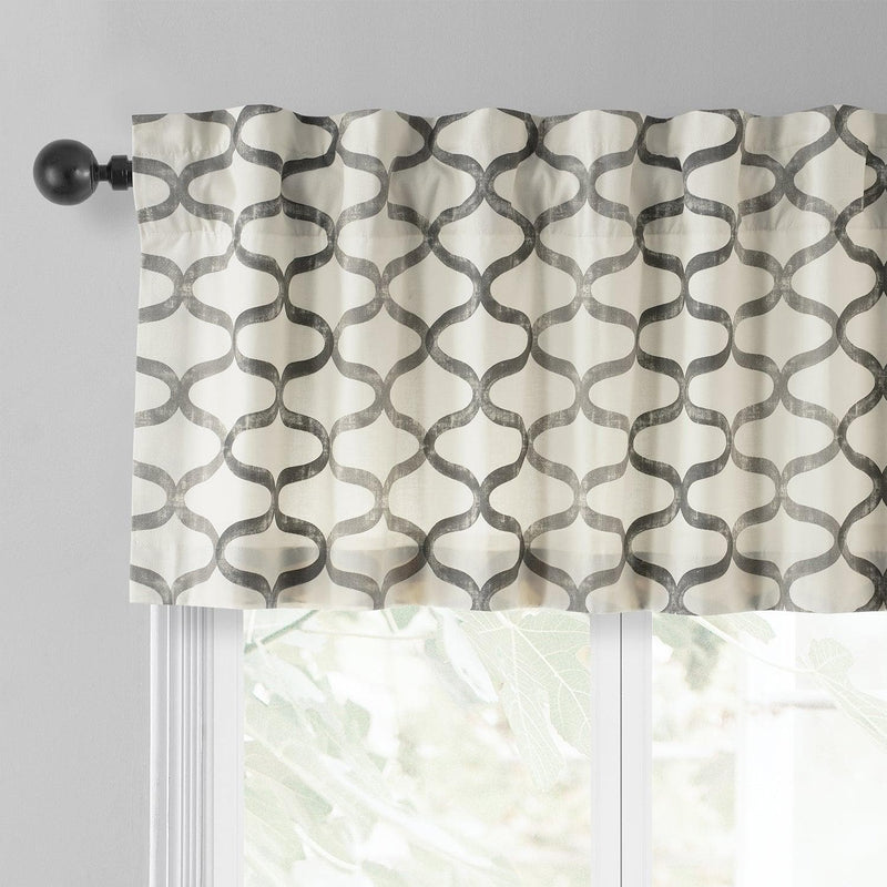 Illusions Silver Grey Printed Cotton Window Valance - HalfPriceDrapes.com