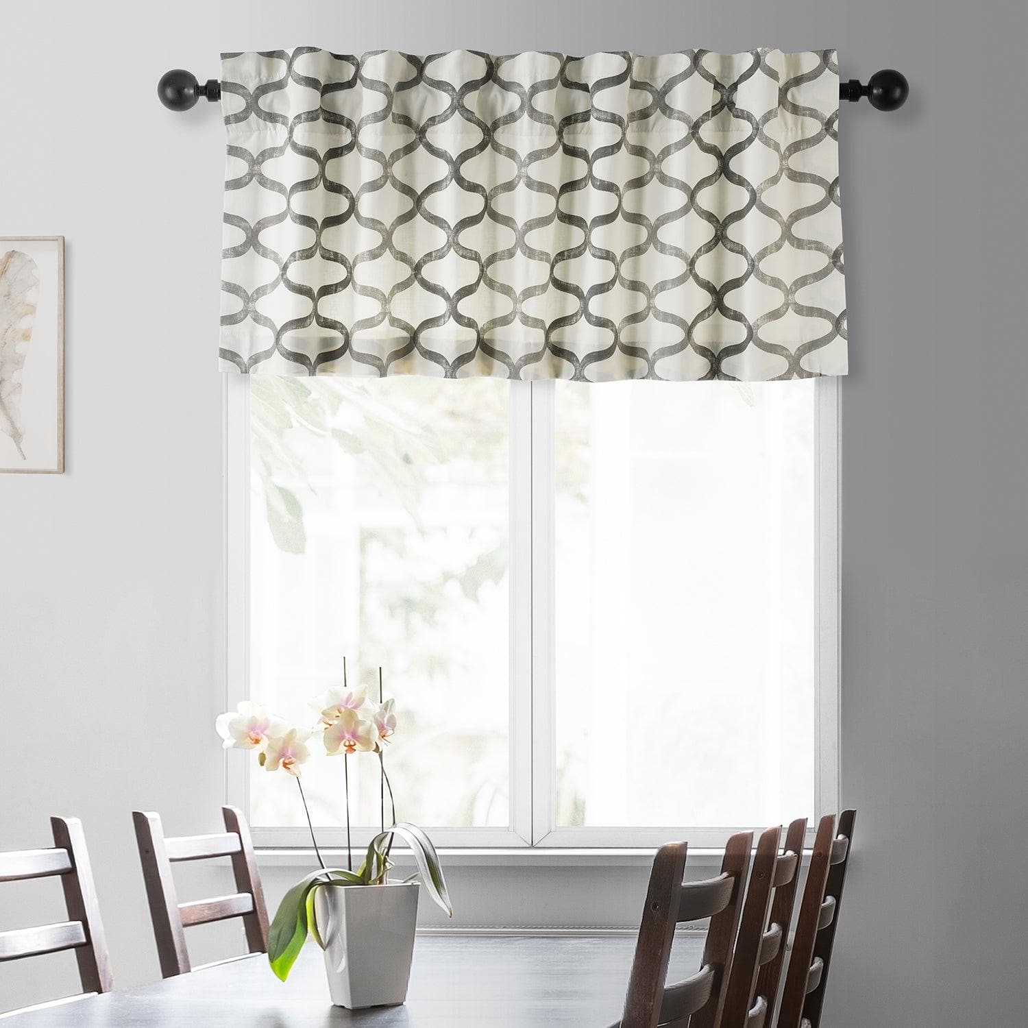Illusions Silver Grey Printed Cotton Window Valance - HalfPriceDrapes.com