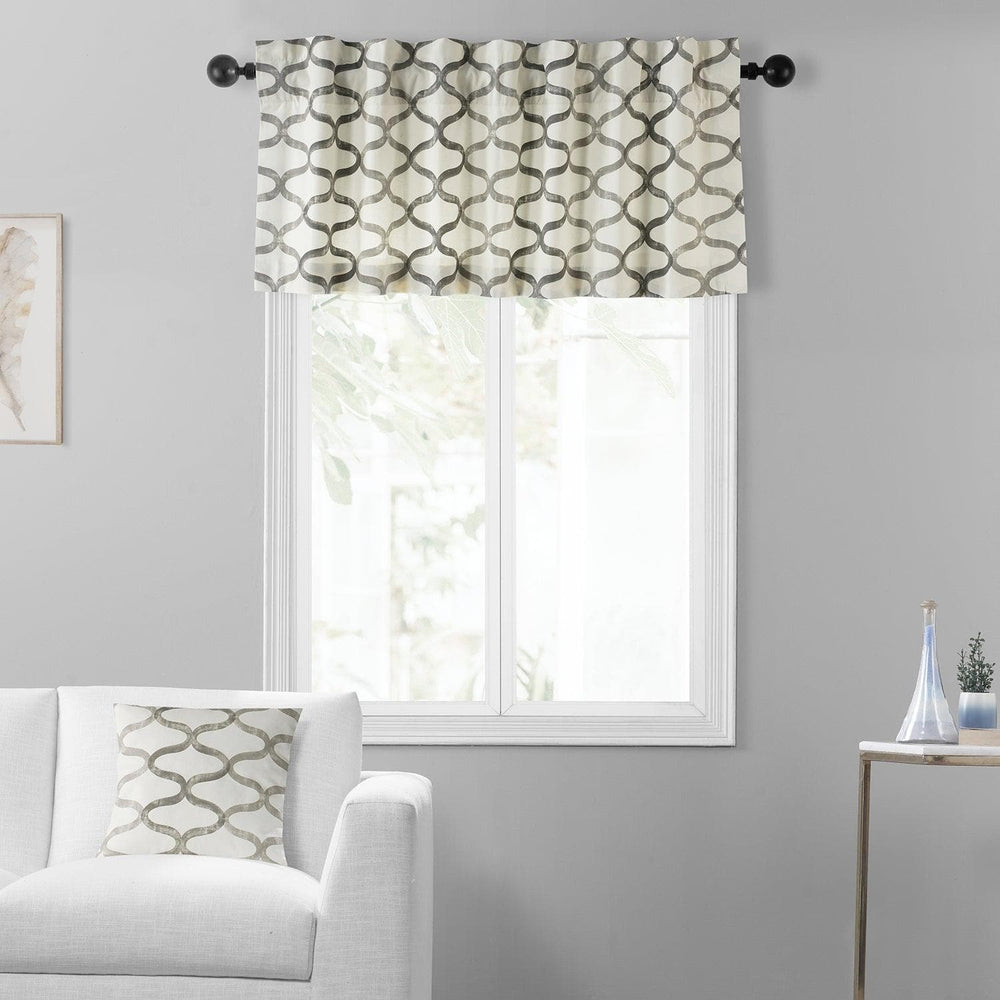 Illusions Silver Grey Printed Cotton Window Valance - HalfPriceDrapes.com