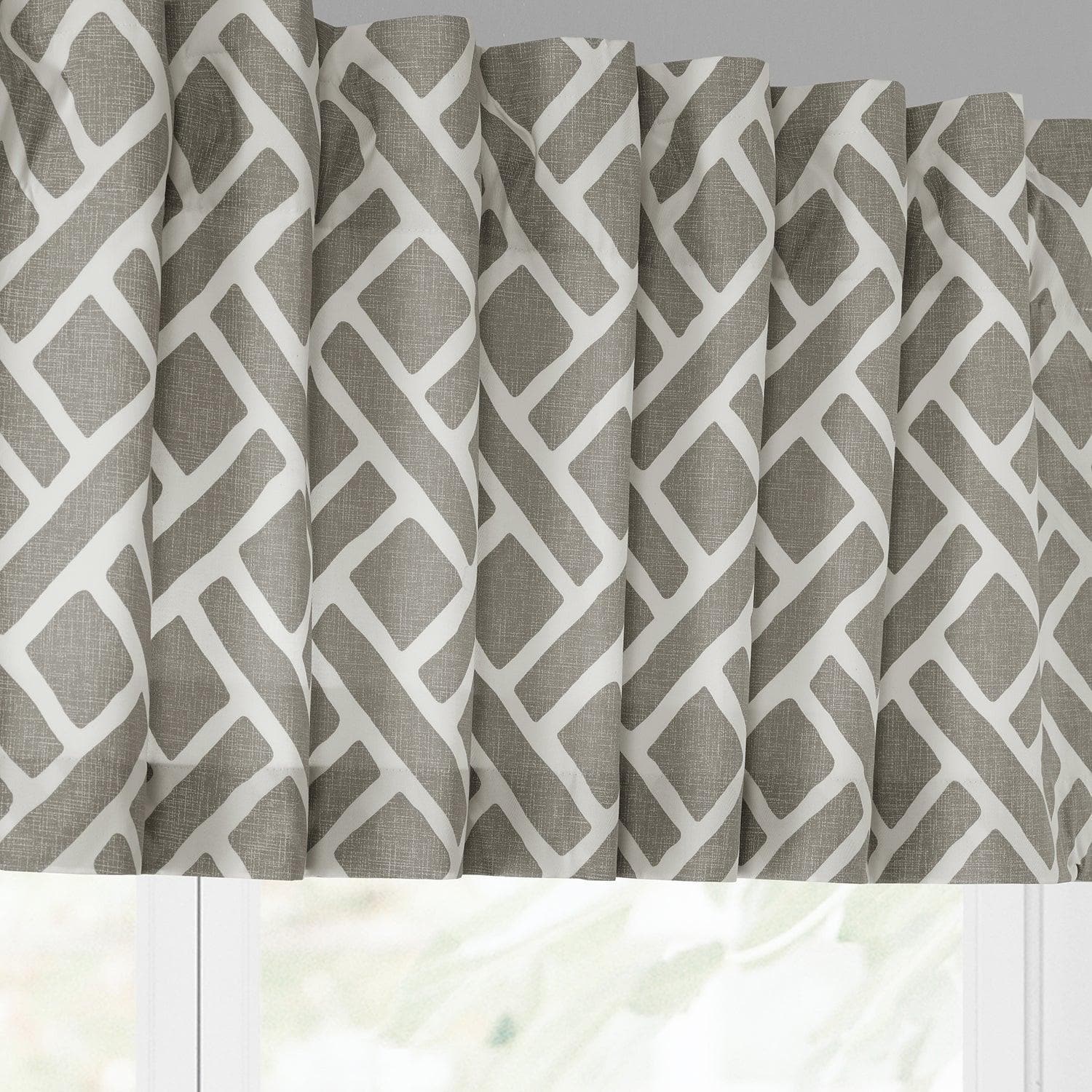 Martinique Taupe Printed Cotton Window Valance - HalfPriceDrapes.com