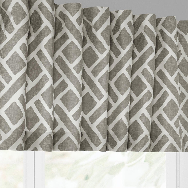 Martinique Taupe Printed Cotton Window Valance - HalfPriceDrapes.com