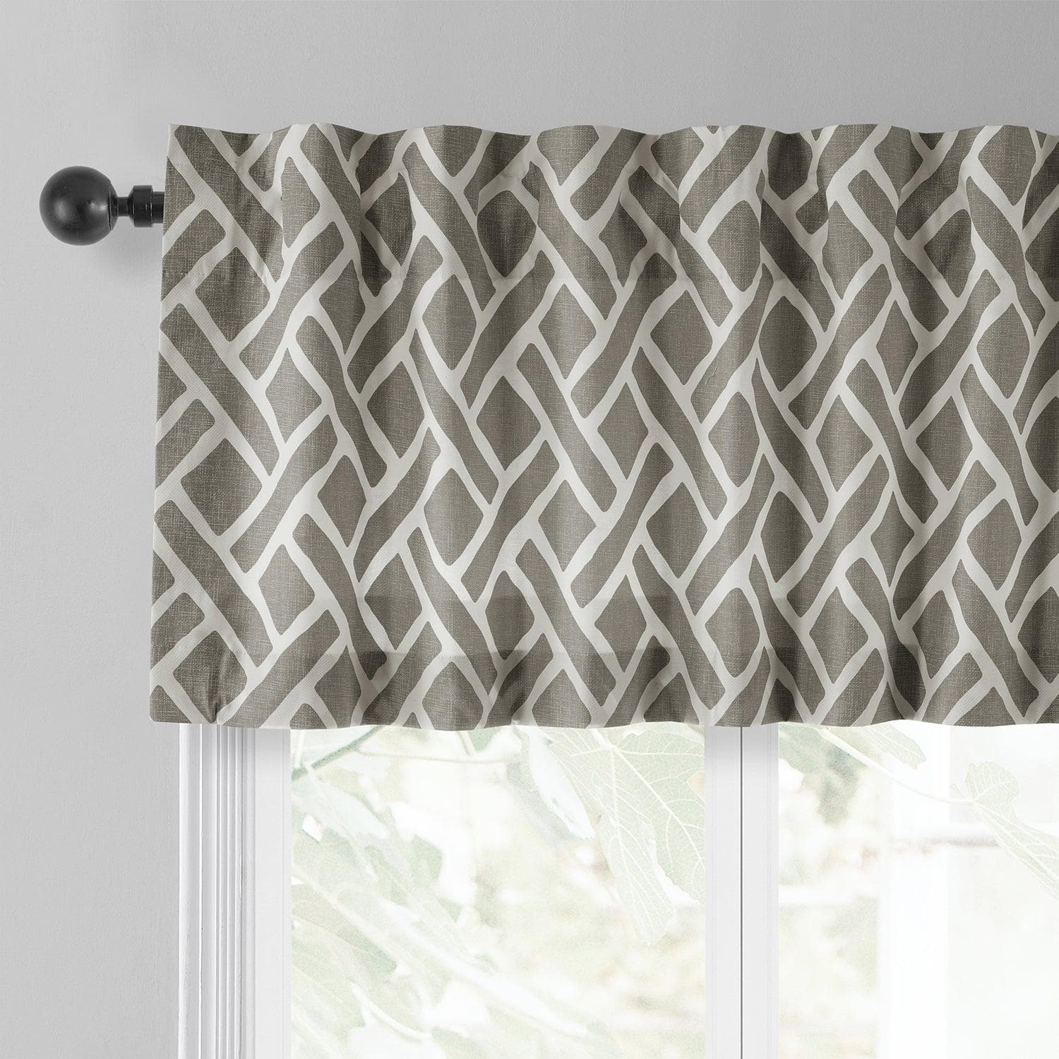 Martinique Taupe Printed Cotton Window Valance - HalfPriceDrapes.com