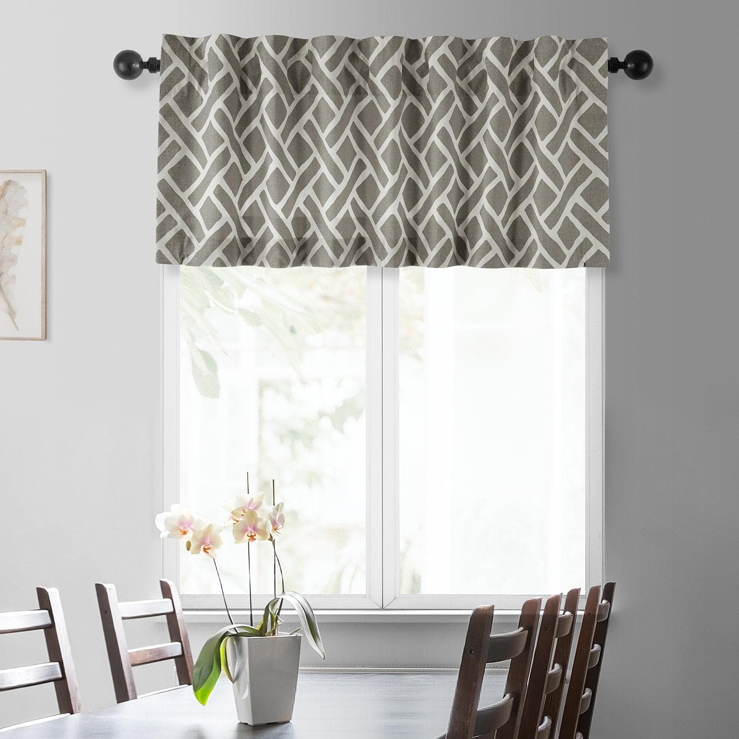 Martinique Taupe Printed Cotton Window Valance - HalfPriceDrapes.com