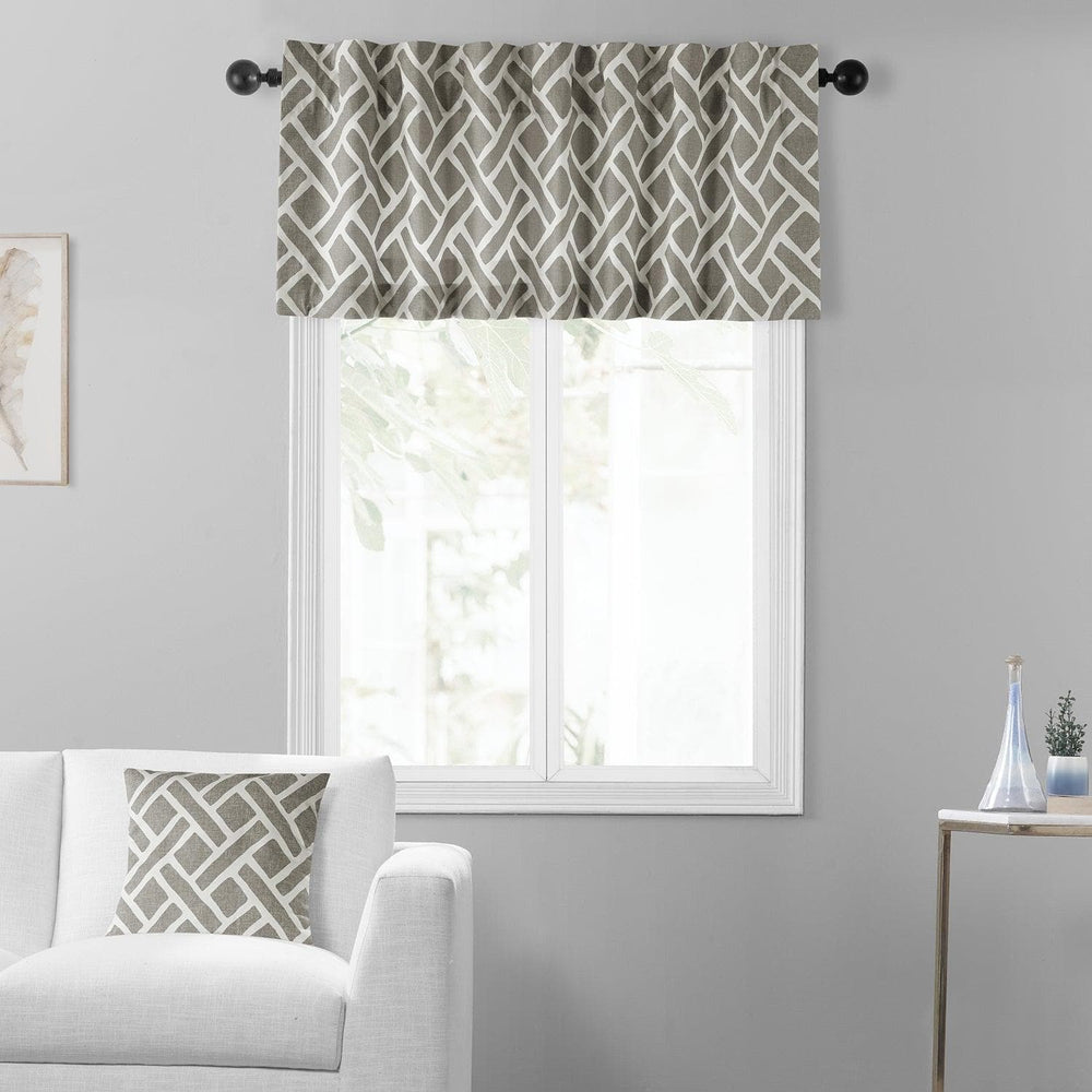 Martinique Taupe Printed Cotton Window Valance - HalfPriceDrapes.com