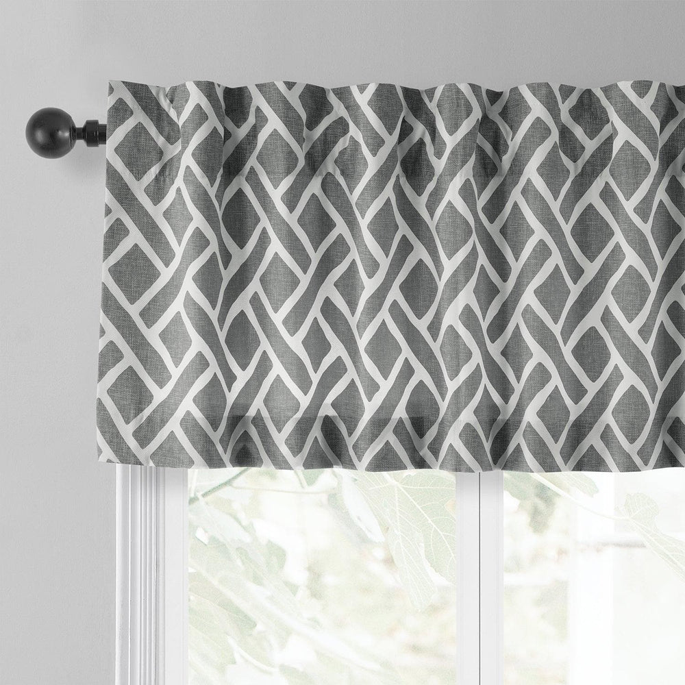 Martinique Grey Printed Cotton Window Valance - HalfPriceDrapes.com