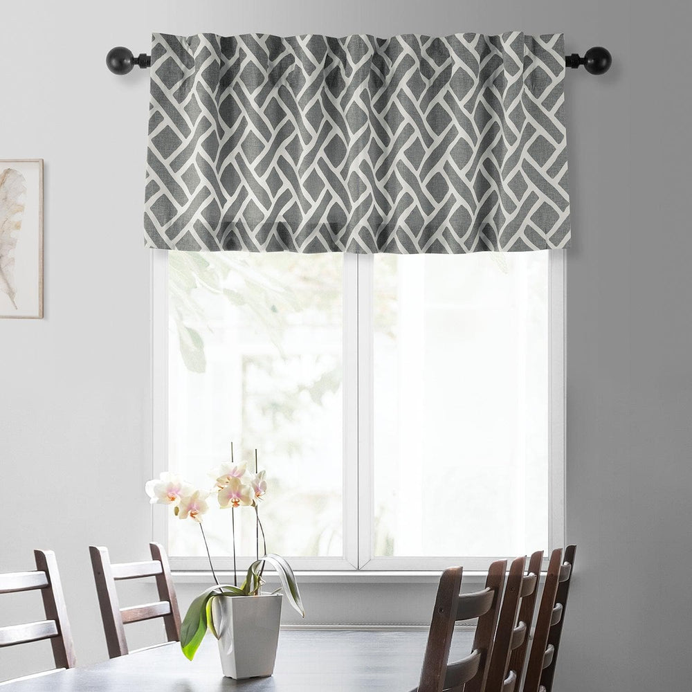 Martinique Grey Printed Cotton Window Valance - HalfPriceDrapes.com