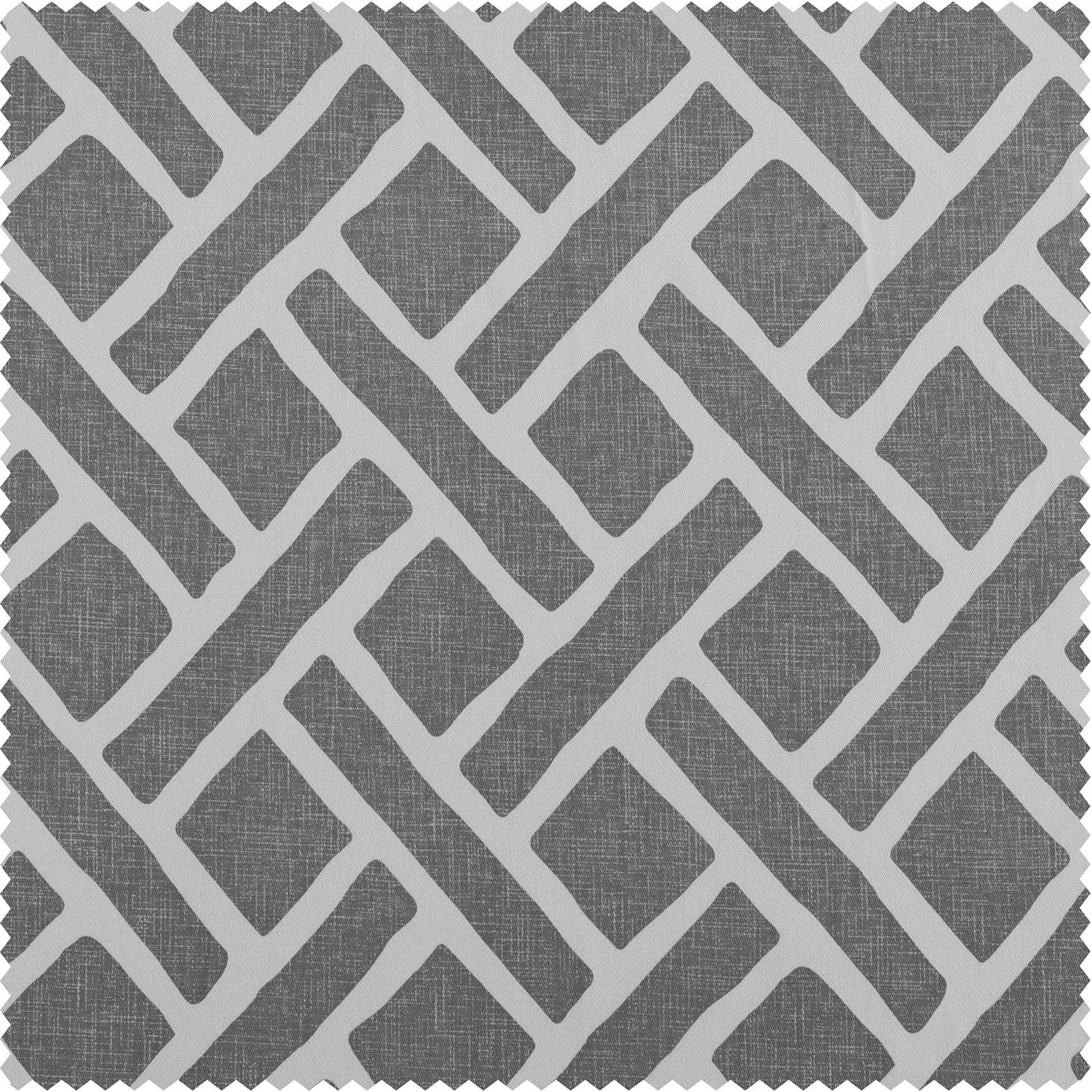 Martinique Grey Geometric Printed Cotton Room Darkening Curtain